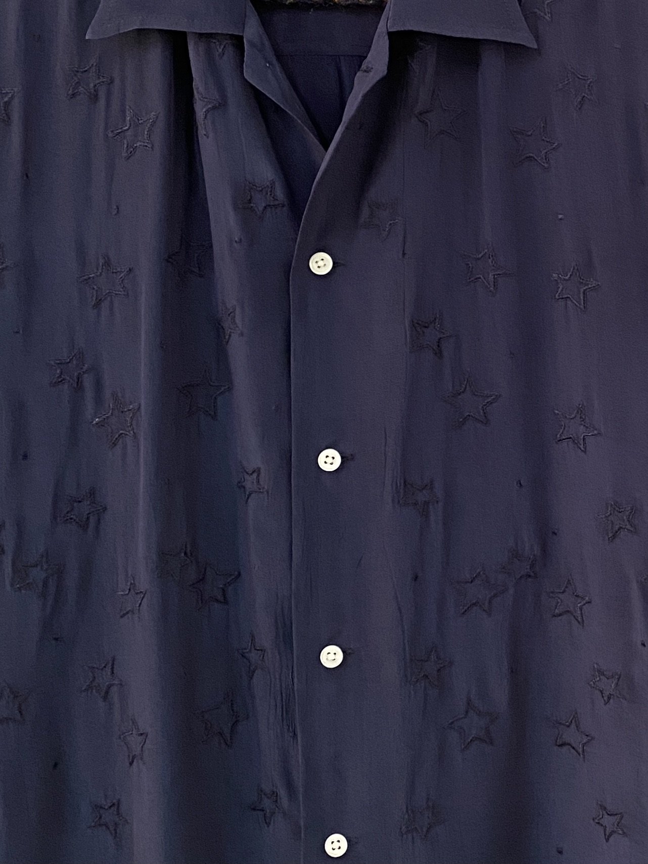 navy blue bowling shirt details